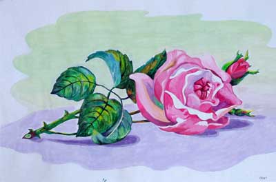 Art Studio PALETTE. Ola Volobueva Picture.  Tempera Plants Flowers Rose