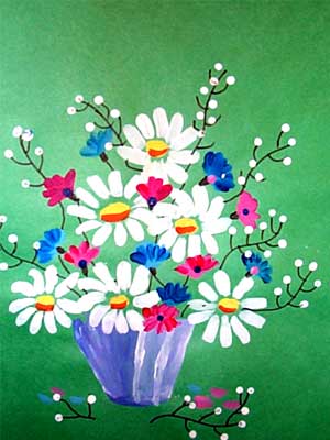 Art Studio PALETTE. Marina Zarud Picture.  Tempera Plants Flowers Pictorial postcard