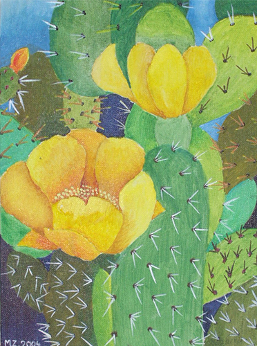Art Studio PALETTE. Marina Zarud Picture.  Tempera Plants Cacti Cactus
