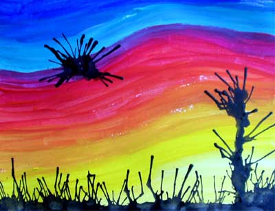 Art Studio PALETTE. Marina Zarud Picture.  Watercolour   Sunset