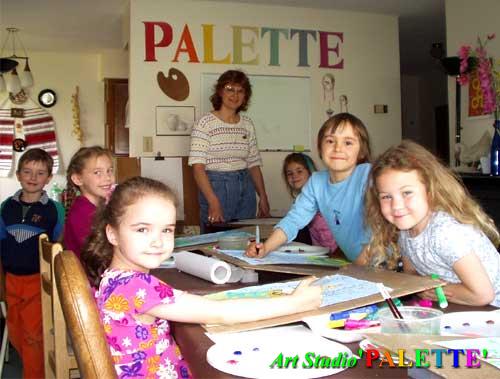 Art Studio PALETTE.  2001 Anastasia, Kristina, Vova, Nina, Polina